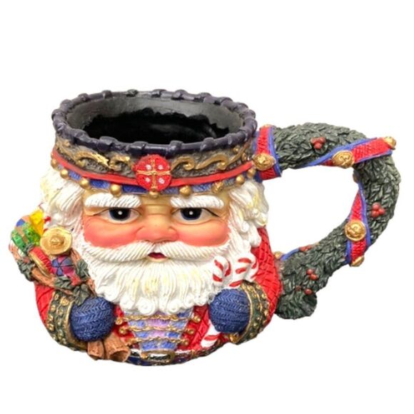 Danson Decor Kris Kringle Santa Colourful 3D Large Christmas Resin Mug - Picture 1 of 7